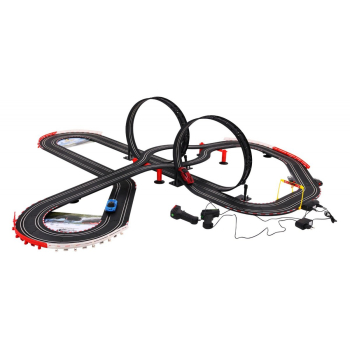 10-metrowy Tor wyścigowy dla dzieci 6+ Piloty + 2 autka 1:43 + Światła + 2 pętle 360